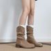 Gravity Shoe Factory Stack Autumn And Winter New Women' Shoe Pointed Wetern Cowboy Thick Heel Show Thin Mid Top_vogvips.com