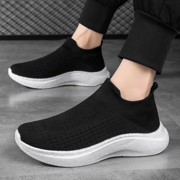 Men's Summer Knit Running Shoes - Breathable Mesh & Lightweight For Work & Casual Wear (Black Athletic Sneakers)_vogvips.com