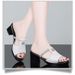 women's 2026 Summer New Model, Korean-style Chunky High-heeled Mid-heel European And American Fashion Round-toe Outdoor_vogvips.com
