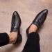 Euro Step Plus Size Hairstylist Tassel Leather Shoes Men's Fashion Pointed Toe British Crocodile Pattern Brogue Casual Loafers Men_vogvips.com