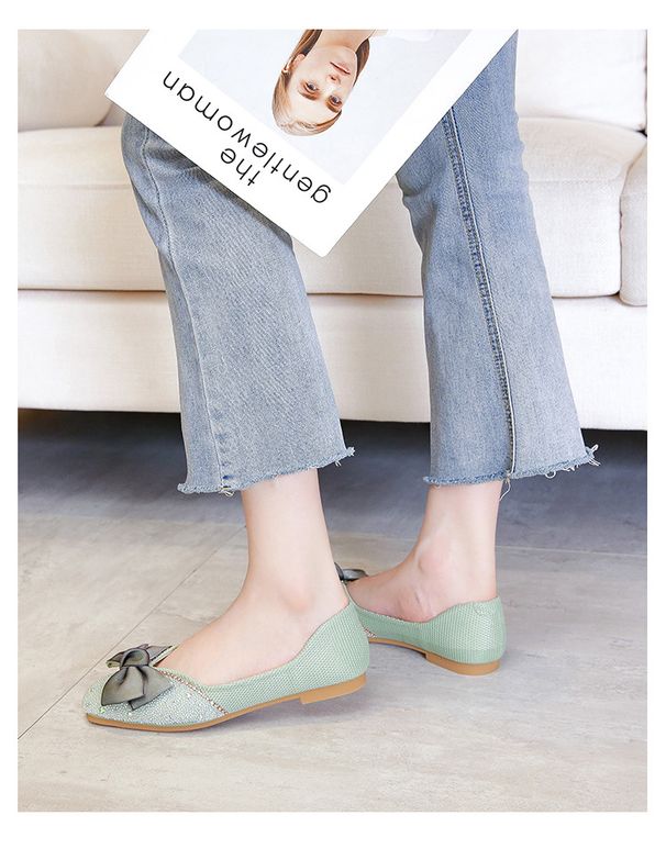 Women's Summer Bowknot Flats, Flat Square-Toed Shallow Slip-On Loafers, Elegant Gentle Shoes For Spring And Autumn_vogvips.com