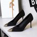 2627-1 Skinny Banquet Thin Shallow Mouth Silk Metal Pointed Ultra High Heels Single Women's Shoes_vogvips.com