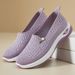 Women's Shallow Mouth Mother Shoes Fly-woven Breathable Single Shoes Soft-soled Feet Flat Shoes Middle-aged And Elderly Casual Shoes_vogvips.com
