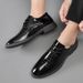 Large Shiny Casual Leather Shoes, Pointed Tie Up British Formal Business Youth Men's Shoes_vogvips.com