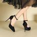 1088-19 Fairy Style Pointed Stiletto Heels Closed Toe Hollow High Heel Waterproof Platform Suede Sandals For Women_vogvips.com