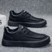 Spring 2025 New Versatile Trendy Men's Leather Thick Bottom Casual Work Waterproof And Anti Slip Board Shoes_vogvips.com