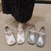 Flat-bottomed Silver Woven Mary Jane Shoes, Children's Hollowed-out Skirts, Evening Shoes_vogvips.com