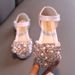 New Pearl Rhinestone Bow Small Middle Children Dance Shoes Performance Shoes Half Sandals_vogvips.com