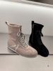 Women Boxing Boots XJ Women's Shoes 25 Autumn Winter Fashion Elastic Soft Cowhide Leather Round Toe Lace-Up Side Zipper Flat Boxing Ankle_vogvips.com