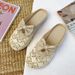 New Bow-tie Linen Breathable Closed-toe Slip-on Slippers For Women, Suitable For Home Use, Indoor And Outdoor Wear_vogvips.com