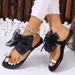 Fashion Mesh Bowknot Flat Heel Women Rhinestone Decor Clip Toe Beach Slippers Woman Plus Size 42 Backless Sandals Female_vogvips.com