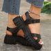 Women's Shoes Summer Large Size Women's Thick Soled Cross Strap Roman Sandals Comfortable And Breathable Belt Buckle Decoration_vogvips.com