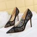 1963-8 European American Style Party Sexy Stiletto Pointed High-heeled Shoes For Women With Mesh, Hollow Lace, And_vogvips.com
