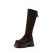 Slimming Pleated Long Women Over-the-Knee High Tube Suede Stretch Riding Hidden Heel Reverse Boots_vogvips.com
