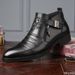 Winter Men's Elegant Boots Ankle Non Slip Leather Shoes British Zip Black Knight Boots Pointed Punk Platform Male_vogvips.com