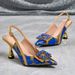cross-border Exclusive Foreign Trade Blue Satin Pleated Square Buckle Pointed Toe Stiletto High-heeled_vogvips.com