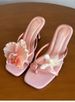Flower Decoration Clip-toe High-heeled Sandals For Women Summer Outdoor New Style Net Celebrity Travel Beach Shoes_vogvips.com