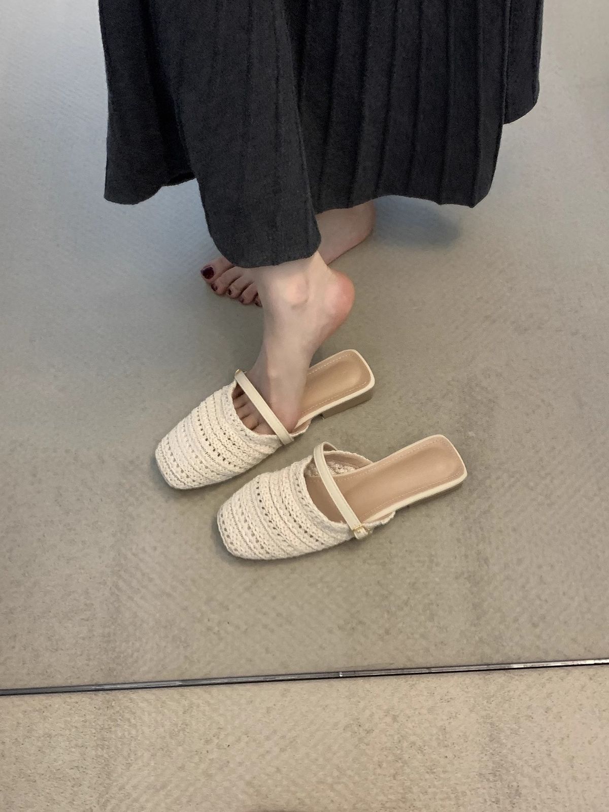 Braided Open Toe Mules For Women, New Spring Summer Style, Evening Cool Slippers_vogvips.com