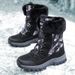 New Autumn And Winter Style Fleece-lined Warm Snow Boots, Outdoor Army Green Camouflage High-top Cotton Shoes_vogvips.com