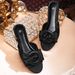 Women’s Flat Slippers With Bow & Rhinestones – Plus Size Comfort, Casual Vacation Style, Soft & Stylish Chinese Translation_vogvips.com