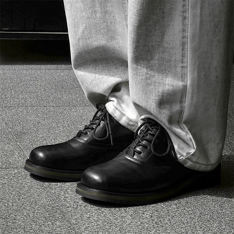 Business Elite Derby Couple Leather Thick Sole Men And Women Trendy British Formal Commuter Shoes 14643 Brown-J_vogvips.com