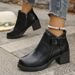 Women's Plus Size Suede Ankle Boots Autumn Mid Heel Chunky Retro Martin Style Side Zipper_vogvips.com