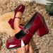 Comfortable square toe women's single shoes new chunky line band Mary Jane heels_vogvips.com