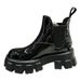 Guan Xiaotong's Same Short Boots For Women's 2022 New Soft Leather Patent Leather Muffin Thick-soled British Martin Boots Chelsea Boots_vogvips.com