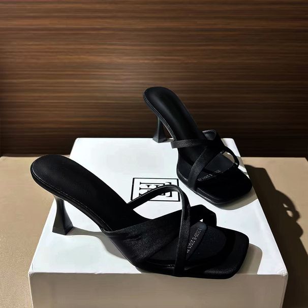 French Chic Criss-cross Leopard Print Stiletto Thong Sandals - New Summer High Heel Open-toe Mules_vogvips.com