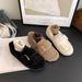 Vintage Buckle Strap Outdoor Furry Cotton Shoes For Women Autumn Winter New Fashion Versatile Slip-On Casual Flats_vogvips.com