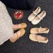 Spring Women's Shoes Four Seasons Single Shoes Soft Sole One-word Buckle Splicing Breathable Medium And Old Thick Heel Doudou Shoes_vogvips.com