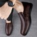 Bargain Cowhide Casual Leather Soft Sole Slip-On Loafers Breathable Hollow Men's Shoes_vogvips.com