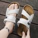 Fashion Leather Summer Comfortable Adult Men's Casual Slippers Beach Shoes For Men Non-slip Open-toe Black Sandals_vogvips.com