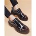 Euro Step Business Formal Patent Leather Shiny Lace-up Height Increasing Thick Sole Brogue Trendy Men's Work Shoes_vogvips.com