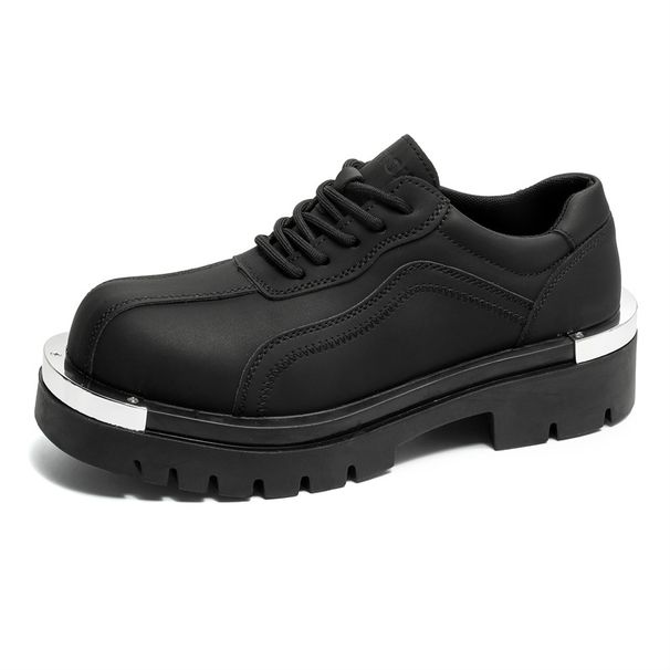 Men's Trendy Metal Style European And American Niche Casual Leather Fashion Trend Versatile Derby Shoes 20242-A_vogvips.com