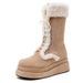 2025 Autumn New Fur Shoes Thick-Soled Snow Middle East Winter Sheepskin Fleece-Lined Warm Women's Boots Korean Style_vogvips.com