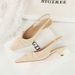 5212 Korean Style Pointed Toe Back Strap Single Shallow Mouth Wine Glass Bowknot Women's Thin Backless Fashion Low Heel_vogvips.com