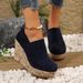 European And American Cross-border Plus-size Women's Wedge Shoes, 2025 Spring New Model, Leather Spliced, Back Zipper,_vogvips.com
