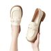 White Loafers For Women Thick Sole New Autumn British Style Small Leather Flat Single Plus Size S Shoes_vogvips.com
