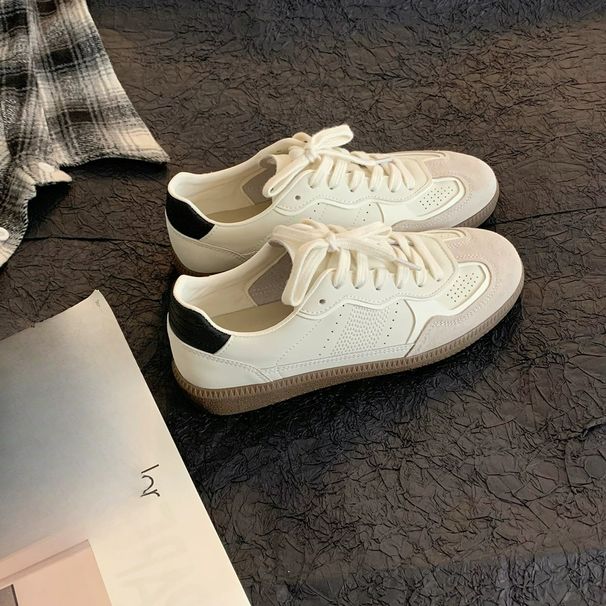 Grape Ma Same Academic Style Silver Shoes Retro Versatile Breathable Leather Surface Casual Moral Training Shoes Women's Tide_vogvips.com
