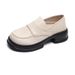 Platform Loafers Women's Round Head British Style Small Leather Shoes One Pedal Retro College Style Single Shoes Women_vogvips.com