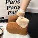 Thick-soled Heightening Snow Boots Women's Plush Warm Fluffy Short Boots Ugly Cute Big-headed Cotton Shoes_vogvips.com