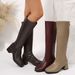 Women's Plus Size Over-the-Knee High Top Riding Boots Square Toe Chunky Heel Slimming PU Suede Autumn Winter Black Cowboy Boots_vogvips.com