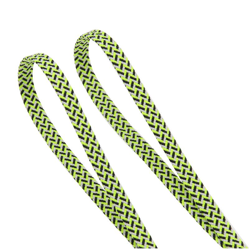 Flat Tri-color Long Striped Polyester Shoelaces 7mm Wide_vogvips.com