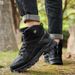 High-top Boots Men Comfortable Casual Anti-slip Breathable Warm Combat Boots Men Durable Plush Soft Outdoor Hiking Shoes Men_vogvips.com