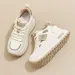 Hollow Cutout Platform Sneakers Women Lace Up Contrast Color Thick Wedge Sole Non Slip Casual Walking Dad Shoes_vogvips.com