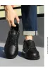 Mens Black Casual Shoes With Gold Heel Durable Logo And Air Cushion Sole_vogvips.com