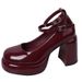 White Chunky-Heeled Platform Pumps Women's 2025 Fall/Winter New Chunky-Heeled Mary Janes_vogvips.com