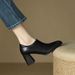 British Deep Mouth Single Shoe French Square Toe Thick Heel High Heels 2025 Spring And Autumn New Versatile Brown_vogvips.com