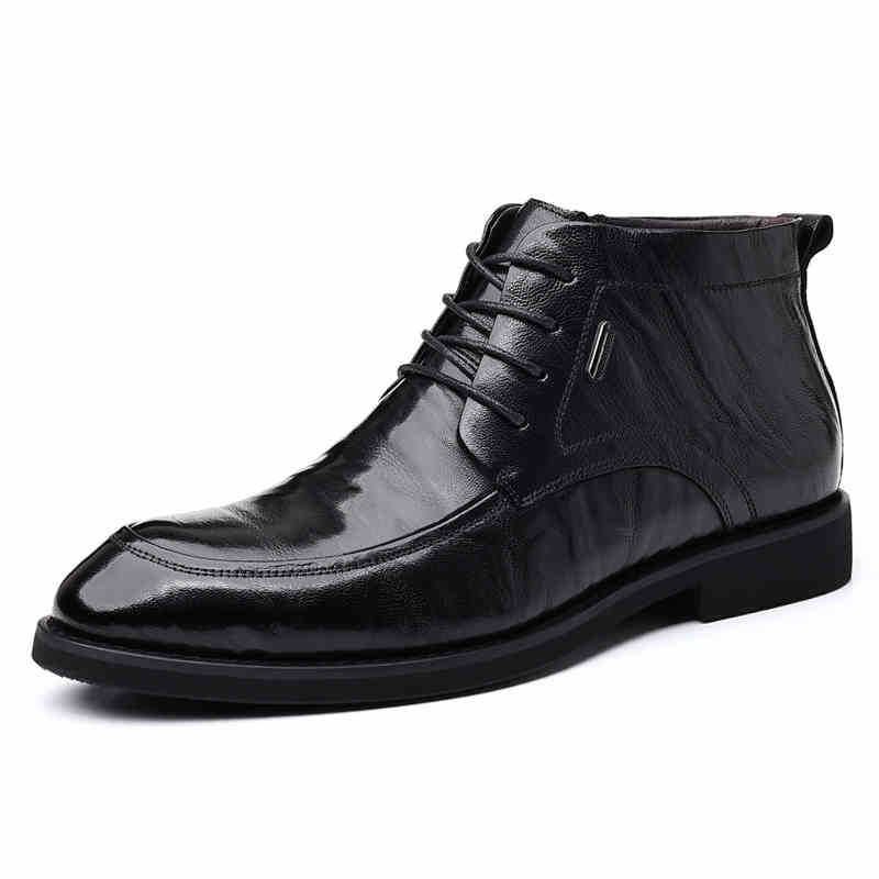 European Warm Series High-top For Men, Fleece-lined Warm Leather Winter New Formal Cotton Shoes, Business Casual Men's Shoes_vogvips.com